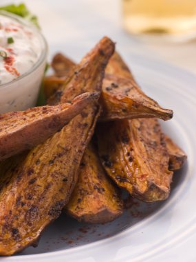 Sweet Potato Skins with a Blue Cheese Dip clipart