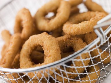 Breaded Onion Rings in a Basket clipart