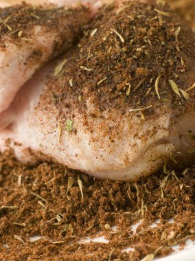 Raw Breast of Chicken with Jerk Seasoning clipart