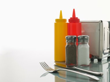 Diner Table with Sweet Condiments clipart