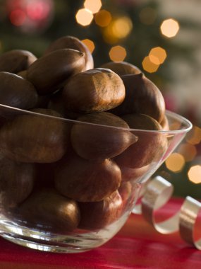 Bowl of Chestnuts in their Shells clipart