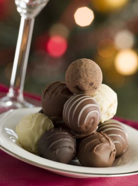 Plate of Chocolate Truffles clipart