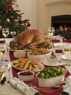 Roast Turkey Christmas Dinner clipart