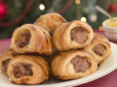 Sausage Rolls and English Mustard clipart