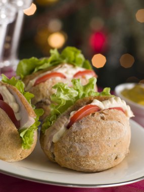 Roast Turkey Rolls with Lettuce Tomato and Mayonnaise clipart