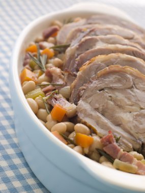 Braised Boneless Shoulder of Lamb with Beans clipart