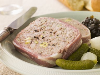 Pate Campagne with Cornichons and Confit Onions clipart