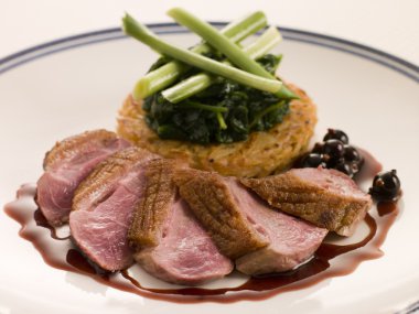 Breast of Duck, with Rosti Potato and Cassis Jus clipart