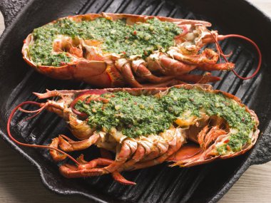 Lobster Half Grilled with Garlic and Parsley Butter clipart