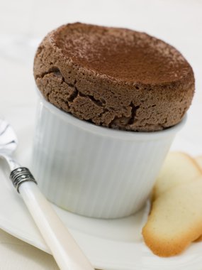 Hot Chocolate Souffle with Langue de Chat Biscuits clipart