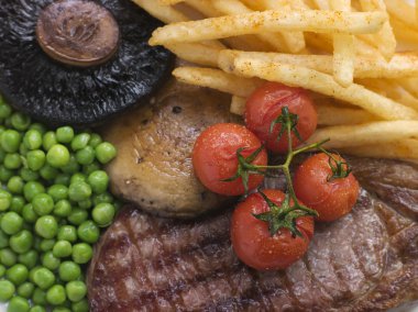 Sirloin Steak Chips and Grill Garnish clipart