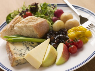 Stilton and Mature Cheddar Ploughman's clipart