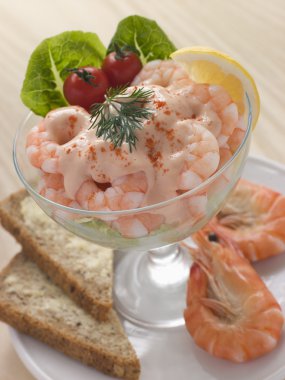 Prawn Cocktail in a glass with Brown Bread clipart