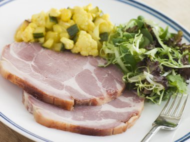 Boiled Collar of Bacon with Piccalilli and Salad clipart