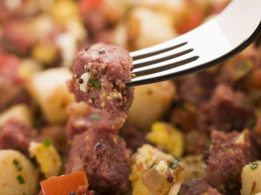 Corned Beef Hash on a Fork clipart