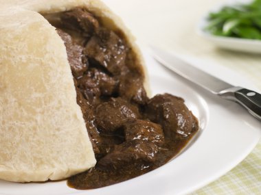 Steamed Steak and Kidney Pudding with Green Beans English Food,F clipart