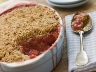 Dish of Rhubarb and Blood Orange Crumble clipart