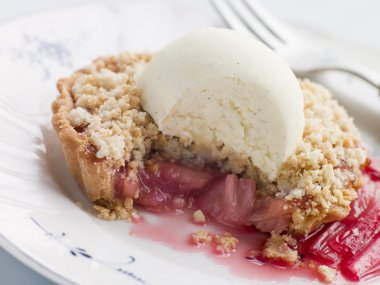 Rhubarb Crumble Tart with Vanilla Ice Cream clipart