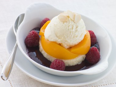 Dish of Peach Melba clipart