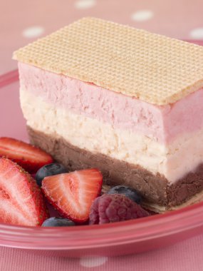 Neapolitan Ice Cream with Wafer Biscuits and Berries clipart