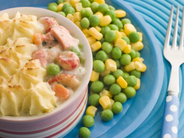 Individual Fish Pie with Peas and Sweetcorn clipart