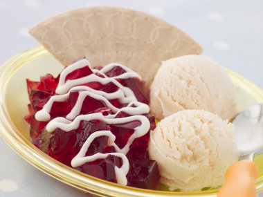 Jelly and Ice Cream with a Wafer and Cream clipart