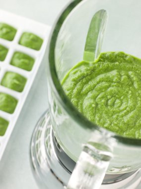 Broccoli and Spinach baby Food Puree in a Food Blender clipart