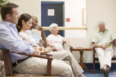 Five waiting in waiting room clipart