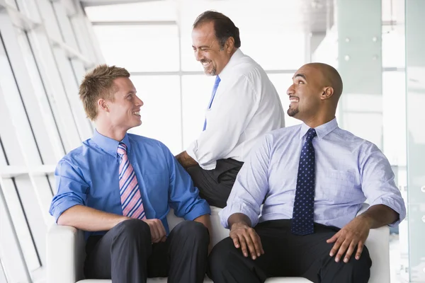 Group Businessmen Talking Office Lobby — Stock Photo, Image