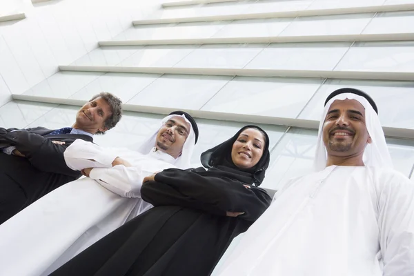 Middle Eastern Caucasian Business Workers Standing — Stock Photo, Image