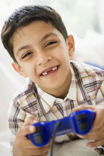 Middle Eastern Boy Playing Video Game — Stock Photo, Image