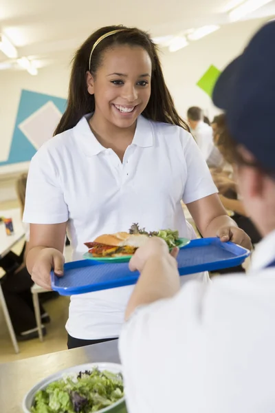 Student Collecting Lunch School Cafeteria — Stock Photo, Image
