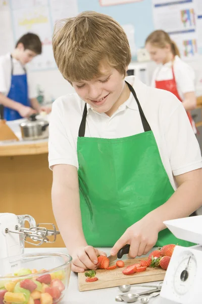 Schoolboy School Cooking Class — Stock Photo, Image