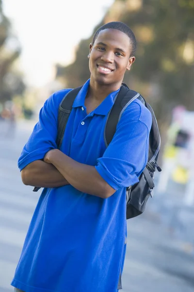 University student wearing rucksack — Stock Photo, Image
