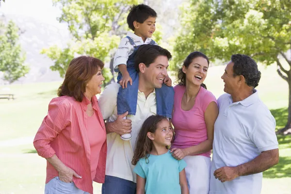 Extended Family Park Smiling — Stock Photo, Image