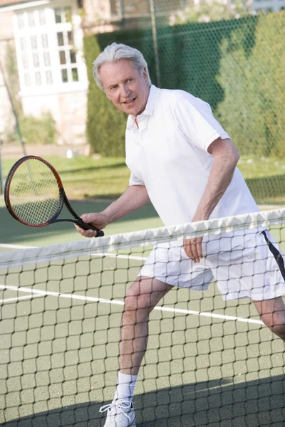 Чоловік Грає Теніс Посміхається — стокове фото