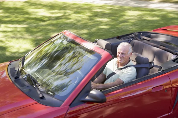 Homme Voiture Convertible Souriant — Photo
