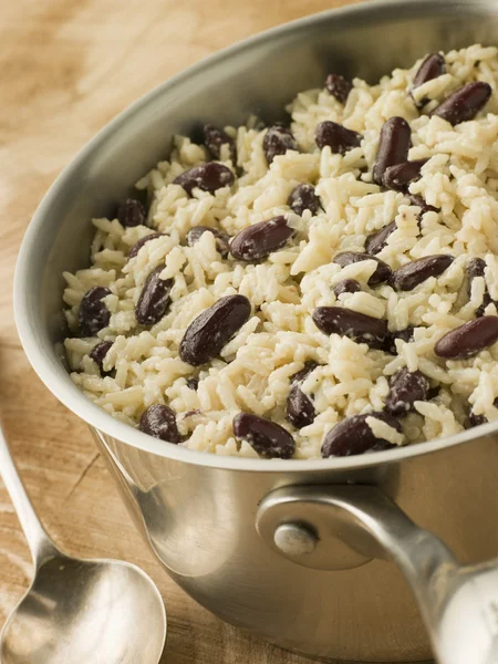 Reis Und Bohnen Einem Topf — Stockfoto
