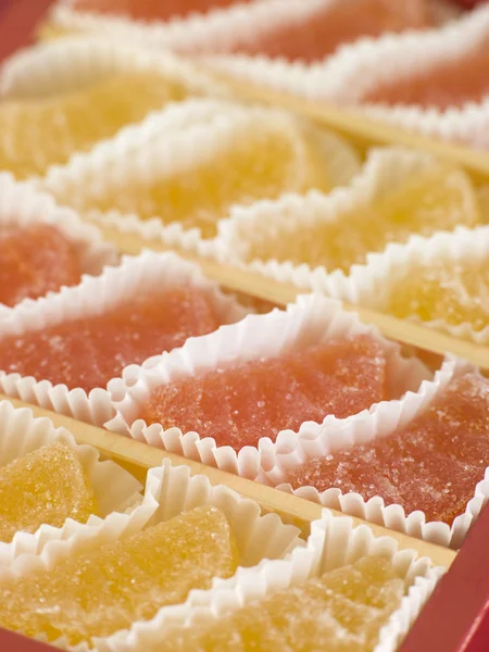 Jellied fruits in paper cases — Stock Photo, Image
