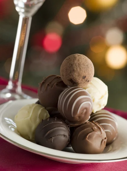Plate Chocolate Truffles — Stock Photo, Image