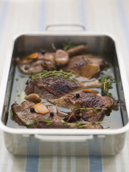 Tray of Confit Duck Legs — Stock Photo, Image