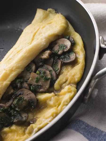 Mushroom Omelette Folded Omelette Pan — Stock Photo, Image