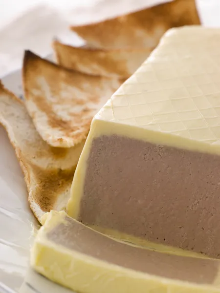 Kuřecí Játra Foie Gras Parfait Toasty Melba — Stock fotografie