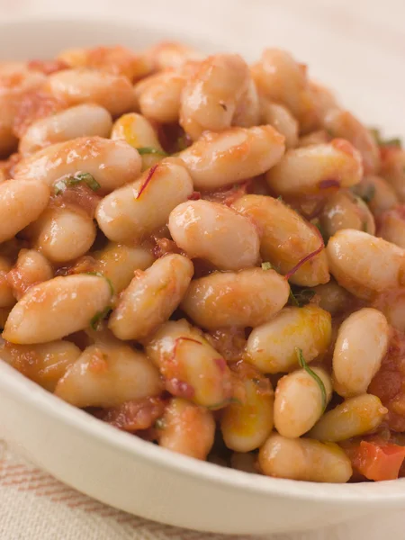 Açafrão e tomate refogados Cannellini Beans — Fotografia de Stock