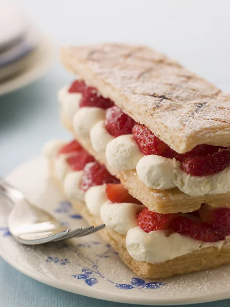Mille Feuille of Strawberries with Chantilly — Stock Photo, Image