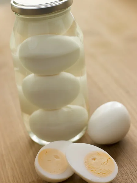 Pot Van Ingemaakte Eieren — Stockfoto