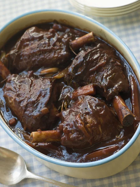Spring Lamb Shanks braised in Red wine — Stock Photo, Image