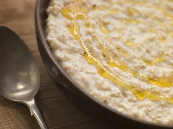 Bowl Porridge Golden Syrup — Stock Photo, Image