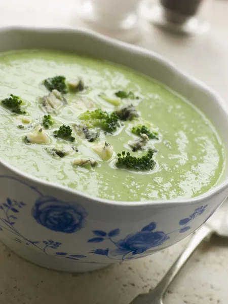 Skål Med Broccoli Och Stilton Soppa — Stockfoto