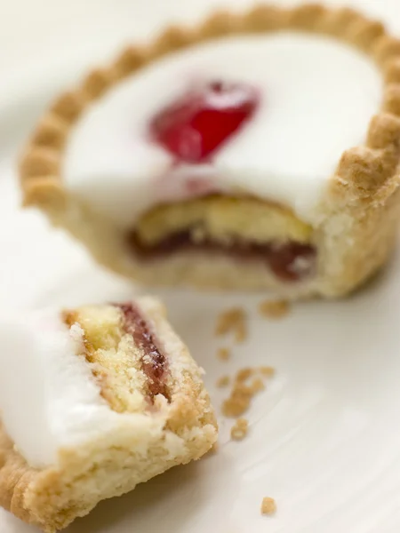 Bite Cherry Bakewell Tart — Stock Photo, Image